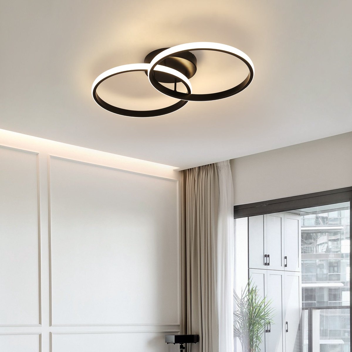 Riserva LED Plafondlamp Zwart - 42W - Neutraal Wit 4500K - Moderne Ronde Plafondlamp - Aluminium Plafondverlichting voor Woonkamer en Slaapkamer