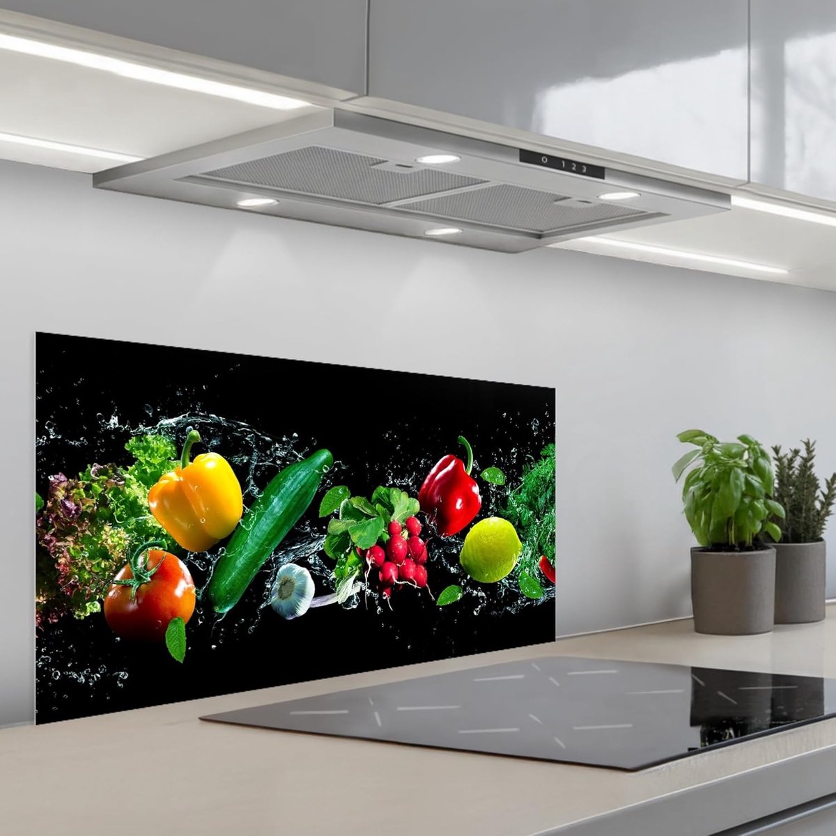 SnelShoppen - Zelfklevende Keukenachterwand 45x90cm - Luxe Glaslook Decoratie Accessoires - Spatwand voor Keuken - Zwart - Eenvoudig te Monteren