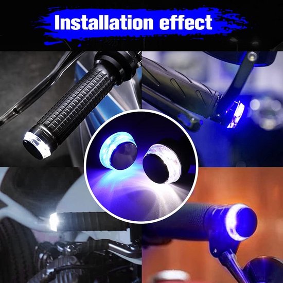KZQ 2-delige LED richtingaanwijzers voor motor en fiets - Dubbele kleur stuurplug knipperlichten - Wit en blauw — afbeelding 3