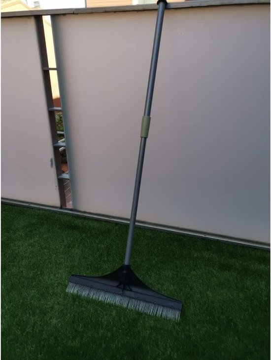 BORSTEL om kunstgras te kammen - TAPIJTEN, uitschuifbare steel van 122 cm, sterke stalen steel, kunstgras, tuinhark, bruin — afbeelding 3