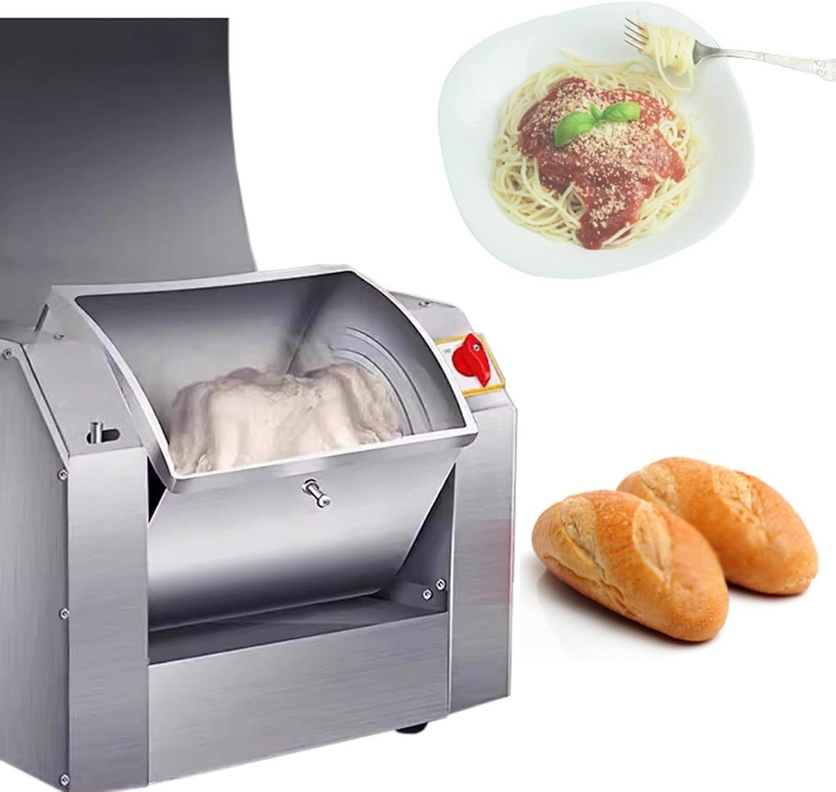 Deegmixer - Keukenmixer Kneedmachine - Bakken en Koken - Dubbele Rotatie - 3kg Capaciteit - Zilver
