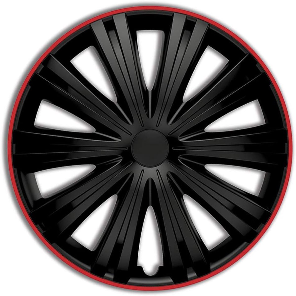 SnelShoppen - 4-delig Set Auto Bandentrim Giga R 15-inch Zwart/Rood - ABS Kunststof, Eenvoudig te Installeren, Nieuwe Look voor uw Auto
