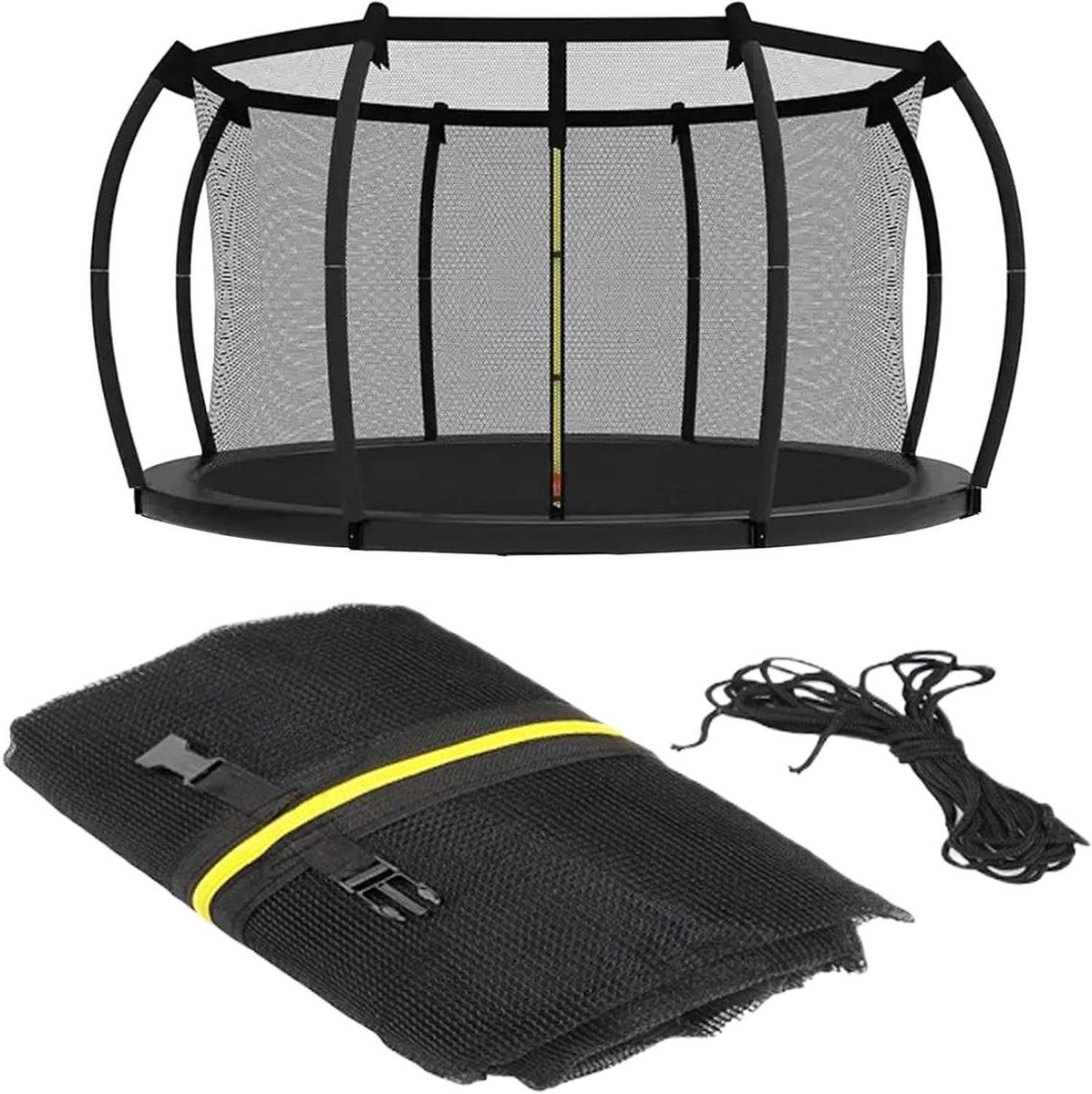 Trampoline Veiligheidsnet - Beschermnet Omheining - Veilig Spelen - Weerbestendig Nylon - 305 cm - Zwart