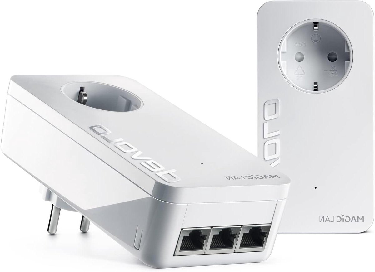 Powerline Adapter Set - Netwerk Uitbreiding - Internet Stabiliseren - 3 Gigabit Poorten - 2400 Mbps - Wit