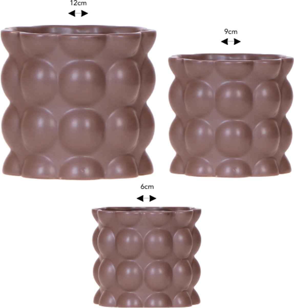 Kolibri Company | Combi deal | Cotton sierpot bruin – set 6 cm + 9 cm + 12 cm