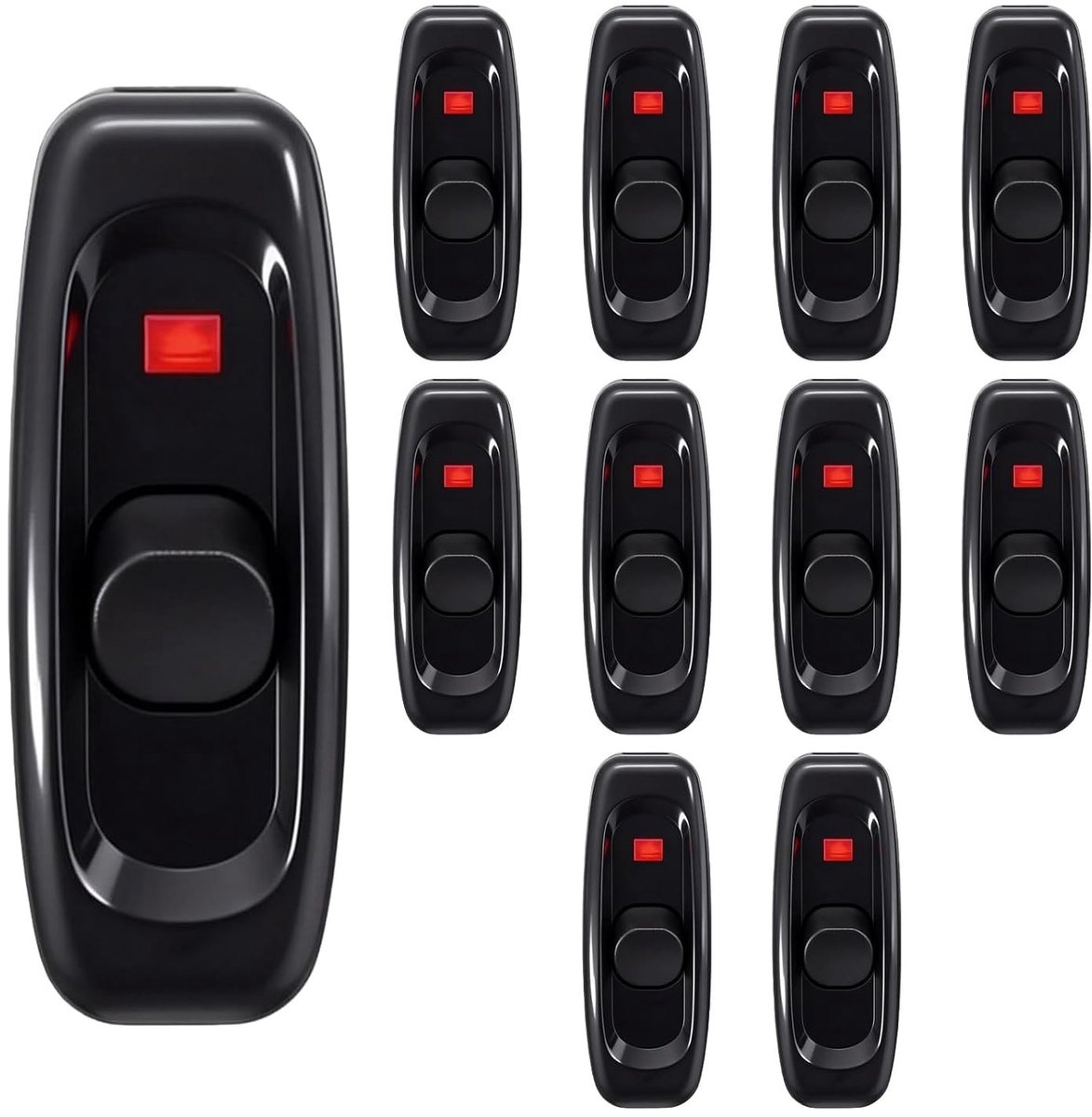 10 Stuks 250 V 10 A Kabelschakelaar met LED Indicator voor Tafellampen, Nachtlampen en Verlichting