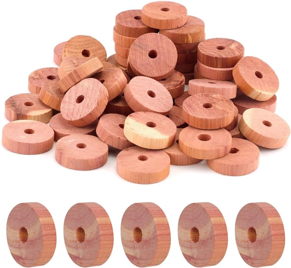 Natuurlijke Cedar Ringen - 24 Stuks voor Effectieve Mottenbestrijding in Kasten, Lades en Garderobes, Duurzame Bescherming tegen Motten