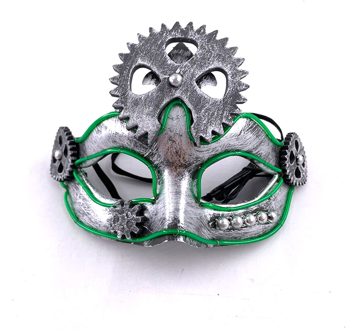 Doppler LED Steampunk Half Face Masker - Lichtgevend Verkleedmasker met 3 Lichtmodi - Halloween, Carnaval, Festival – Groen