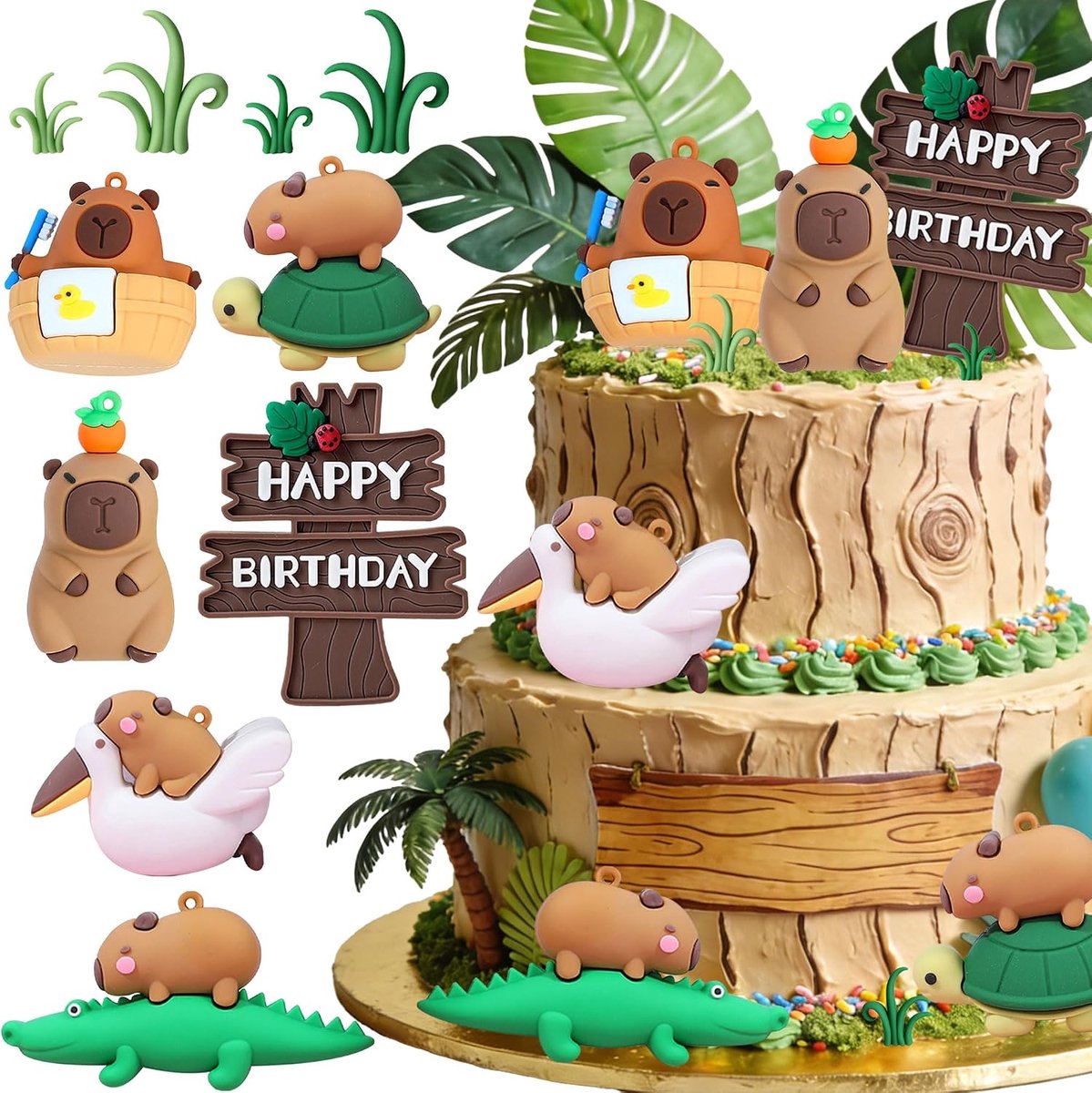 capibara figuur taart topper dieren decoratie voor kinderverjaardag verjaardag zomerfeest happy birthday