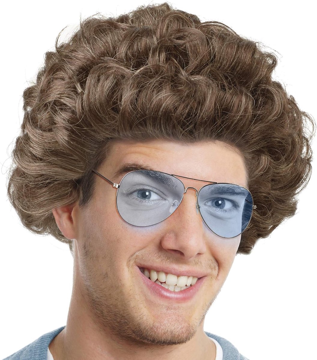 Set met Comedy Star-pruik + zonnebril om je te verkleden als een bekende komische tv-ster