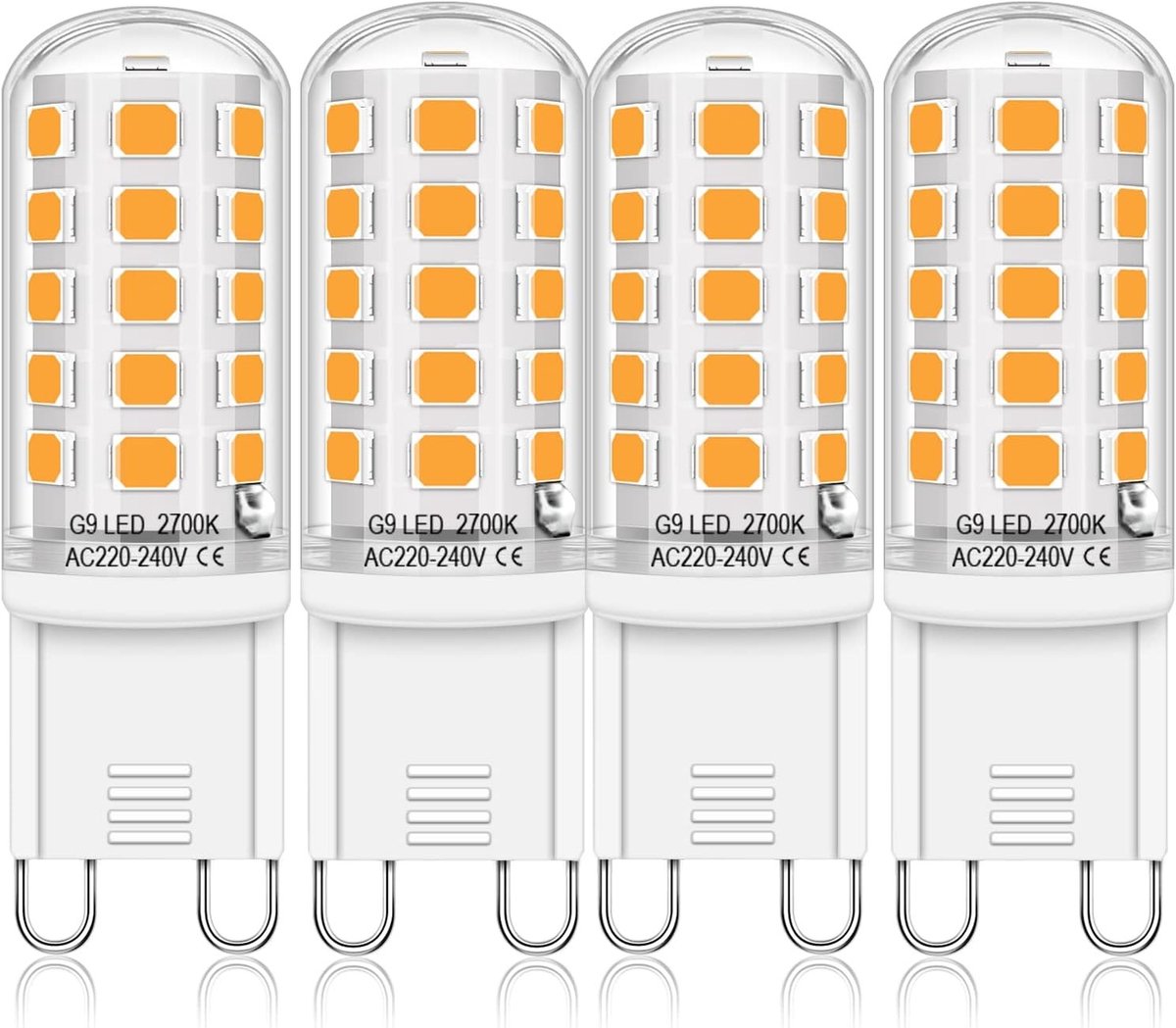 LED Lamp Warm Wit 2700K - 4W (Vergelijkbaar met 30W-40W Halogeen) - 400 Lumen, Energiebesparend, Vervangbare Halogeenlampen, Flikkervrij en Comfortabel Licht - Set van 4 Stuks