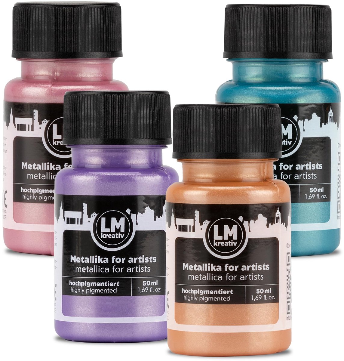 LM-Kreativ Metallika Pastel Poetry - metallic acrylverf set - 4 x 50 ml - lichtecht en waterproof