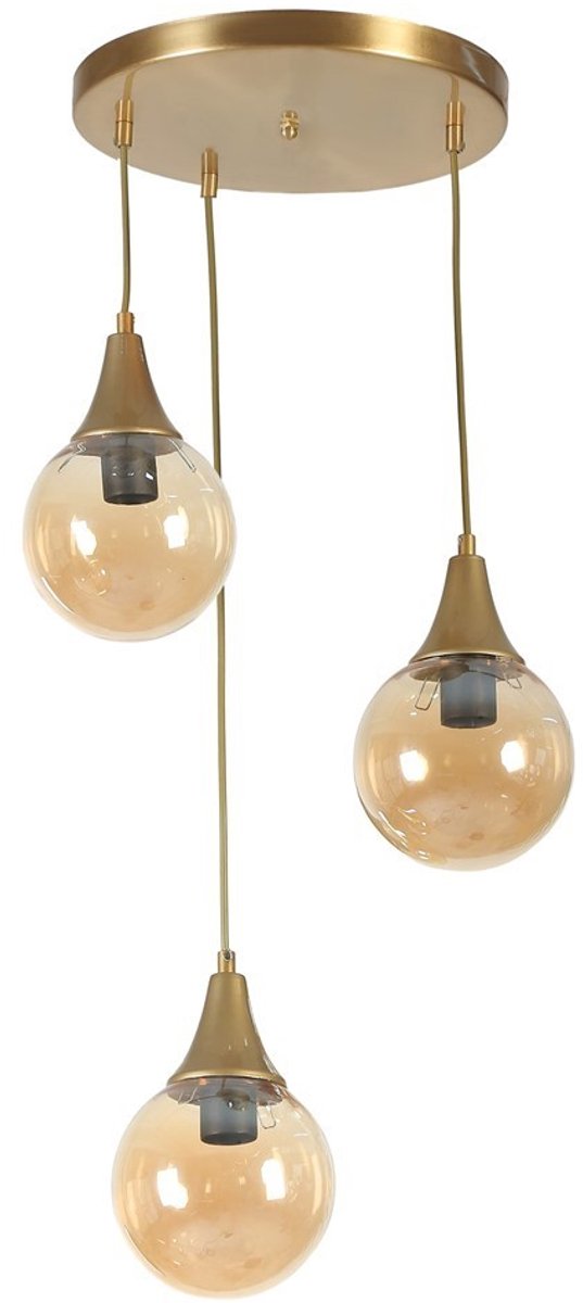 Asir - Kroonluchter - Amber en Goud - 30 x 30 x 70 cm