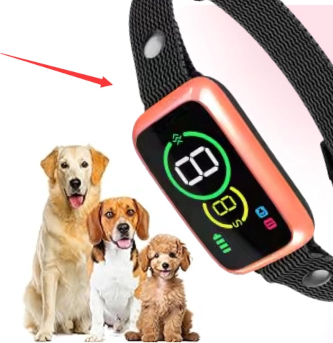 Anti Blafband PRO, Blafband voor honden, Halsband hond, Trainingsband, Anti blaf apparaat, Zonder schok, Kleine en grote honden, Oplaadbaar, Waterdicht (Oranje)