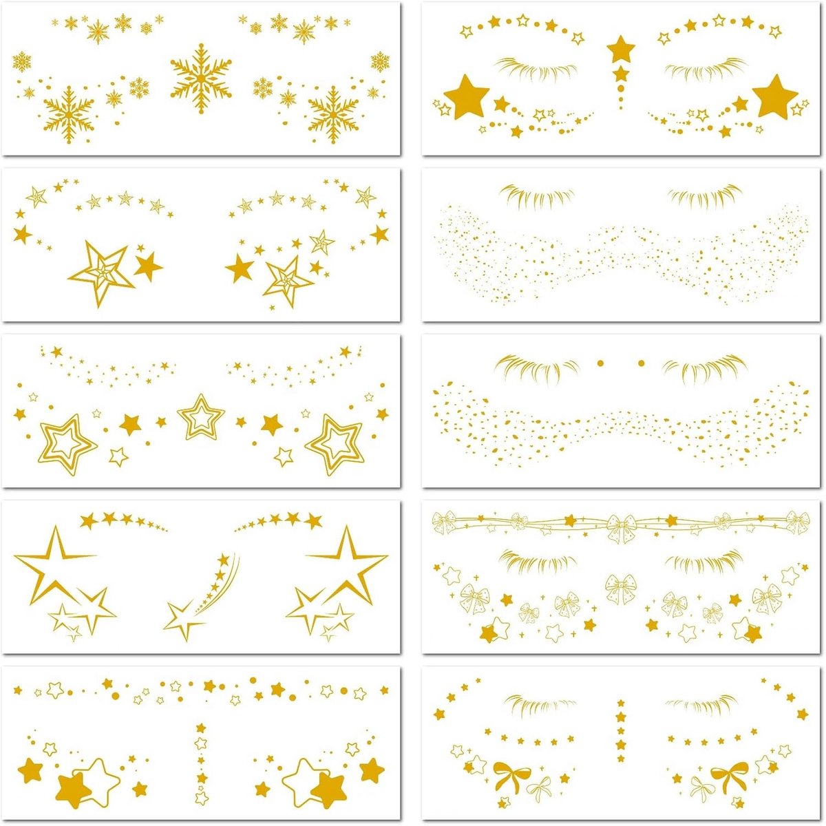 10 Vellen Europese Stijl Hot Stamping Sproeten Gezichtsstickers Carnaval Feest Make-Up Tijdelijke Tattoo Stickers Waterdicht