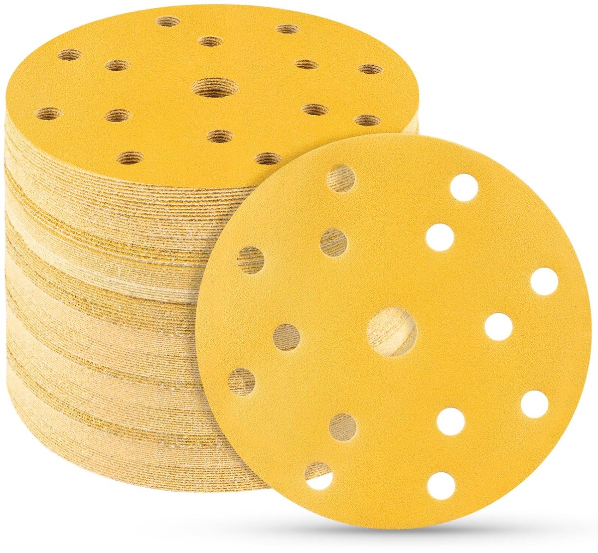 50 stuks slijpschijven 150 mm, 180 graan 15 gaten set ronde gaten papier glas 150 mm voor orbitale slijpmachine, giraffe voor hout, metaal