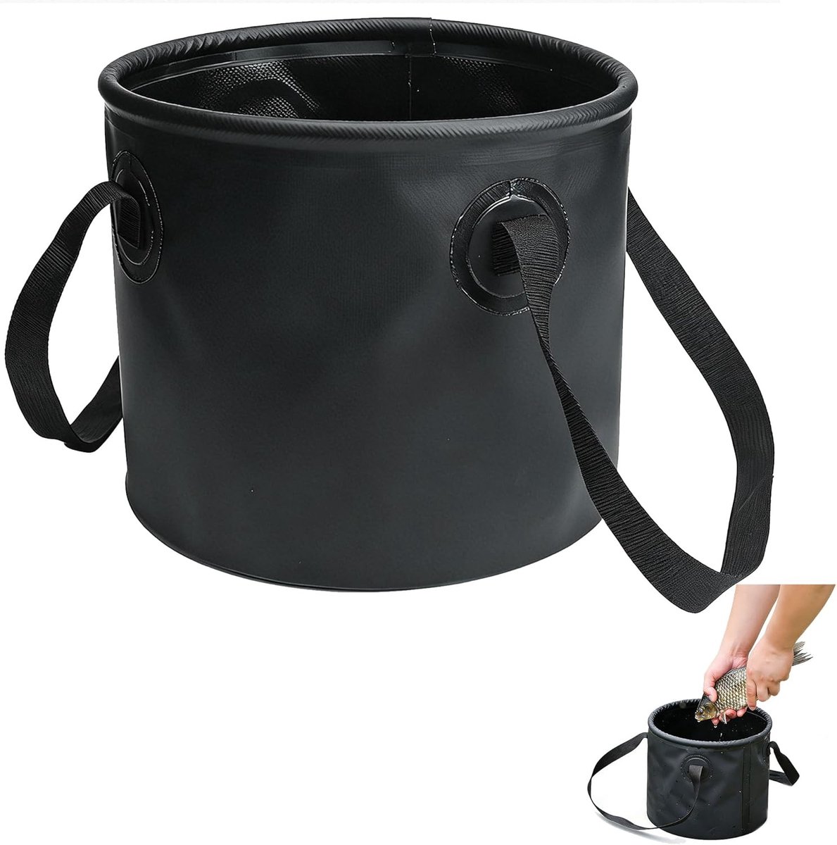 Opvouwbare emmer, draagbaar, multifunctionele emmer, opvouwbaar, draagbaar, met draagtas, 10 l, bescherming voor vissen met handvat, voor het afwerken van kamperen, reizen (blauw)