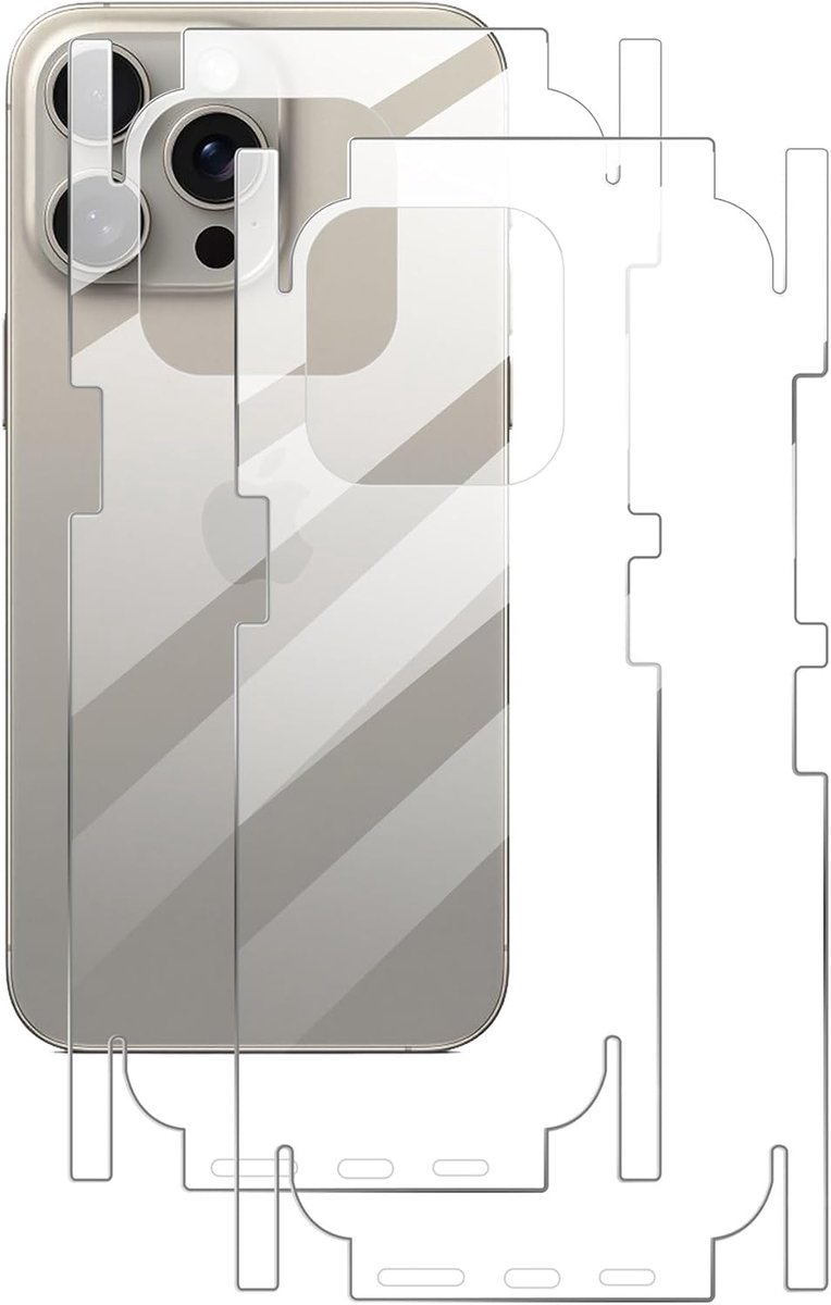 2 stuks rugbeschermers, compatibel met iPhone 15 Pro, iPhone 15 Pro rugbeschermfolie, zachte TPU, dun, hoge transparantie, beschermende rand - transparant