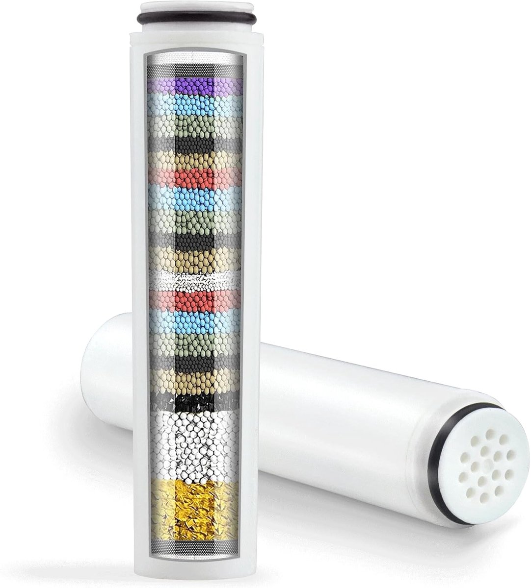 Verpakking met 2 filters, 20 lagen, compatibel met Cobbe handdouche, Ø 2,2 cm x lengte 9,6 cm, reservefilter, filter voor kalkoes, chloorverwijdering, zware metalen en stoffen