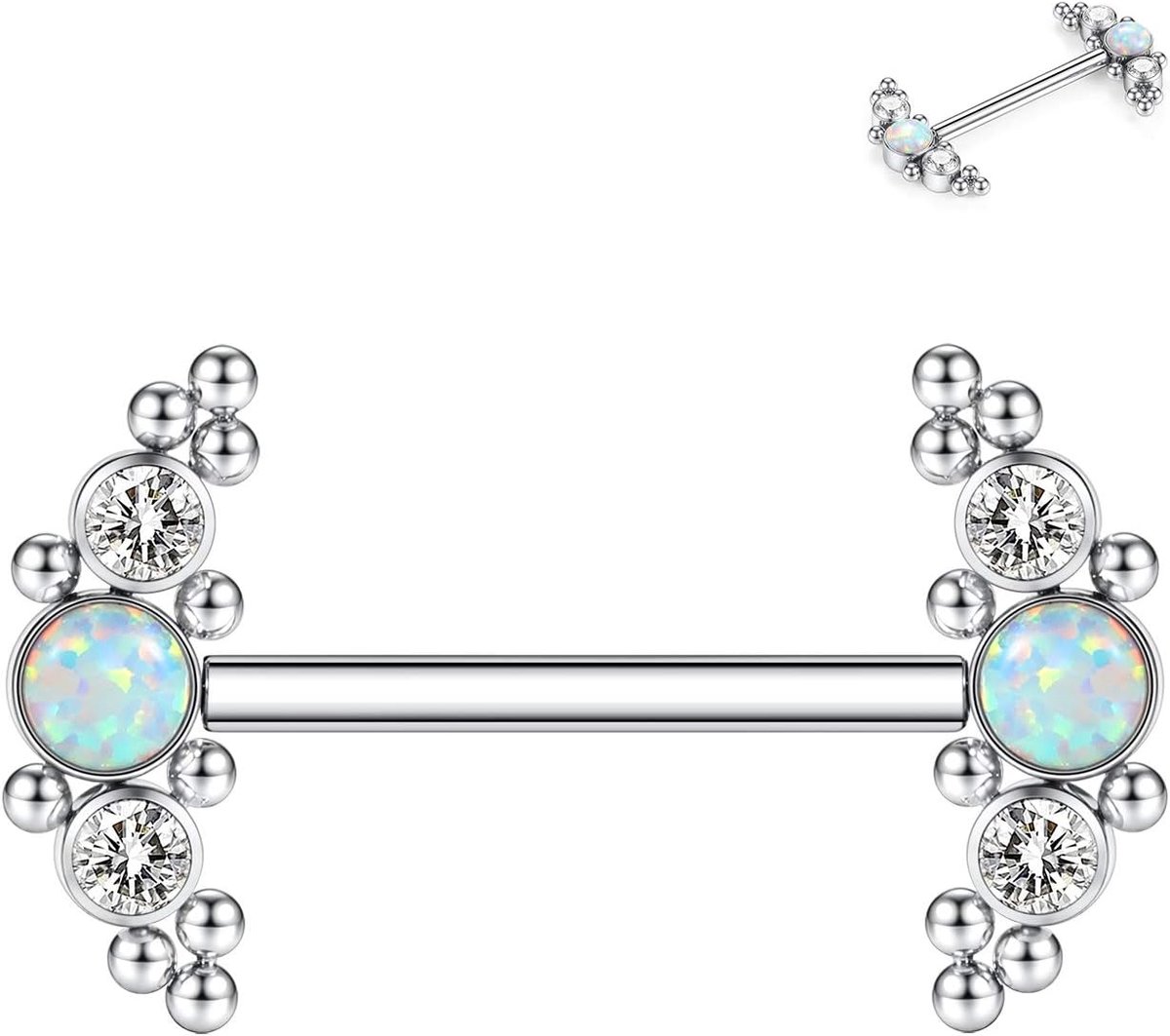 hengkaixuan G23 Titanium tepelstaafje, 14G tepelring, tepelring, sieraden, brug, barbell, intern schroefdraad, tepelpiercing, lichaamspiercing, sieraden voor vrouwen, Titanium, Edelsteen