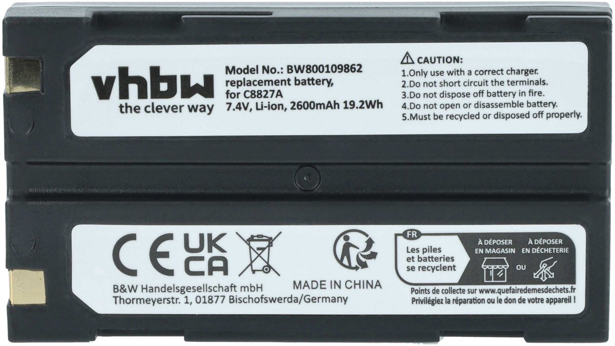 vhbw-accu compatibel met de Techcell PR122DG-camera (2600 mAh, 7,4 V, Li-Ion)