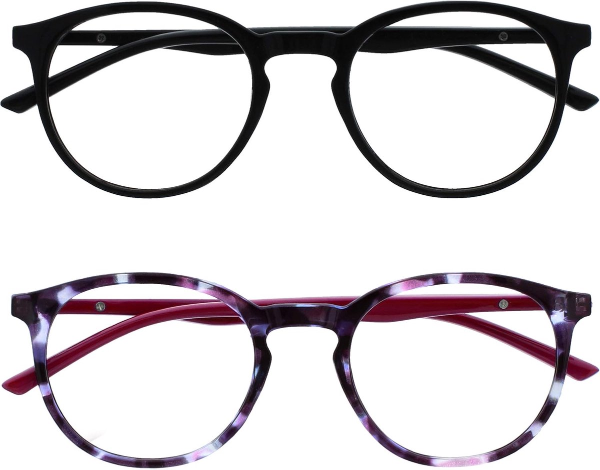 Opulize Met 2 Stuks Blauw Licht Blokkeert Leesbril Computer Gamen Zwart Purper Mannen Vrouwen BB60-15 +1,50