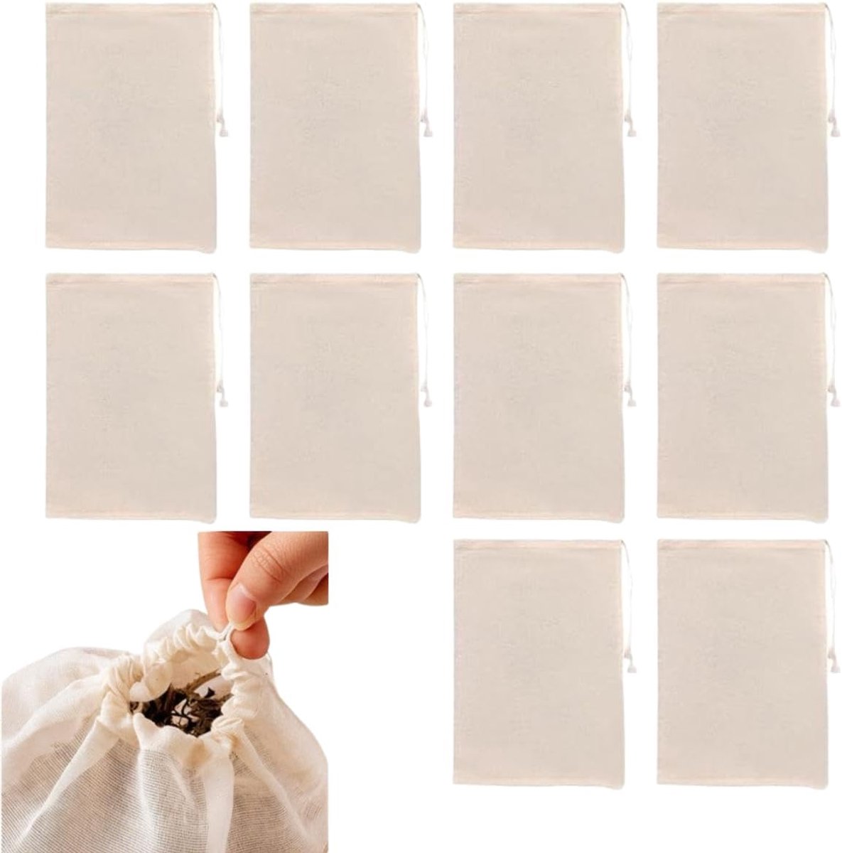 10 stuks zeefdoek met trekkoord, 20 x 30 cm Wasbaar kaasdoek, filterdoek Herbruikbaar voor het zeven van sap kaas thee notenmelk soep yoghurt tofu