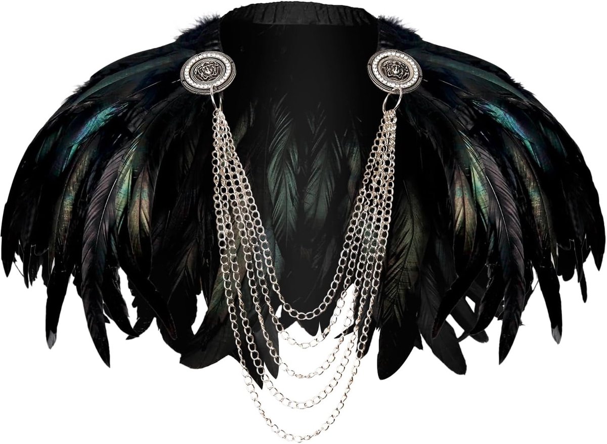 keland Gothic verencape, sjaal, stola, bolero met ketting, voor Halloween, cosplay kostuum