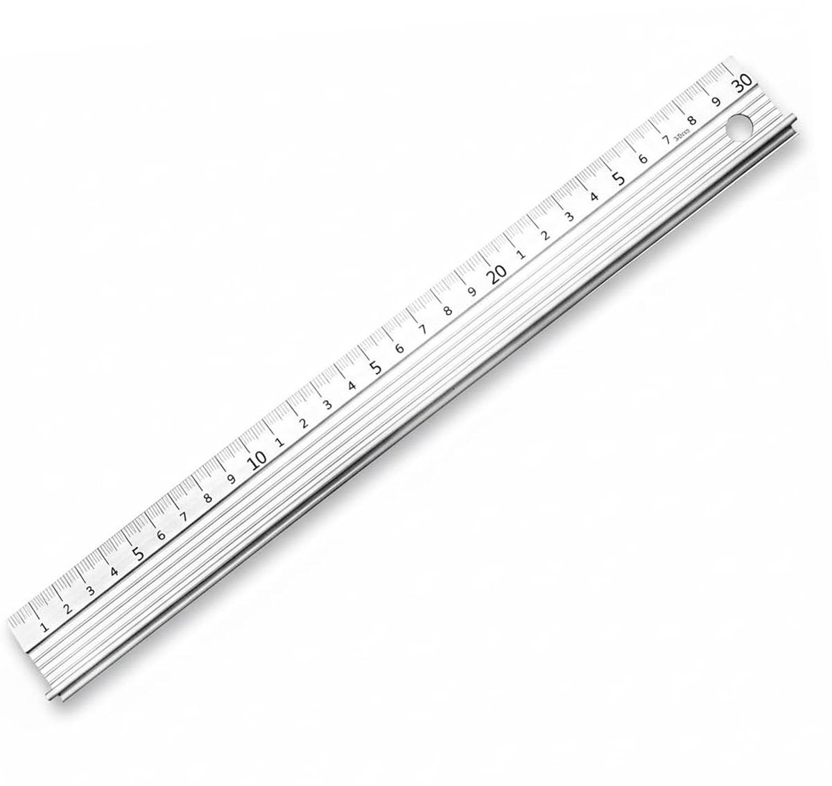 Aluminium snijliniaal met handgreep, precisiemetalen liniaal van aluminiumlegering voor rechte sneden, antislip meetgereedschap met veiligheidsrand, geschikt voor tekeningen, kantoor en school