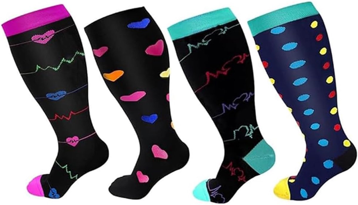 Sokken voor Vrouwen,CompressiesokkenKniehoge Compressiesokken,Kniehoge Compressiesokken,Trombose Sokken,SportsokkenKleurige Kniehoge Sokken voor Vrouwen