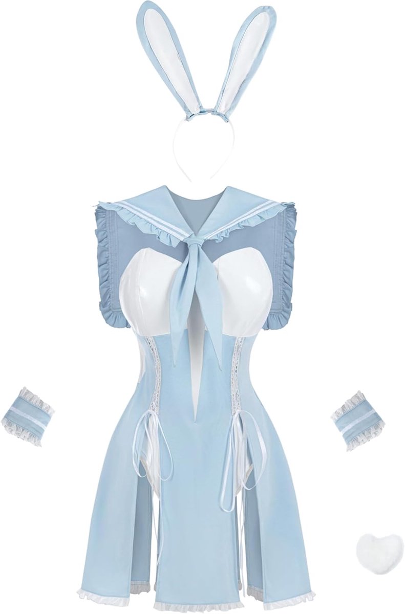 Bunny-kostuum voor dames, Sakurajima Mai, cosplay-kostuum, Anime Senpai Bunny-pak met oren, volwassenen