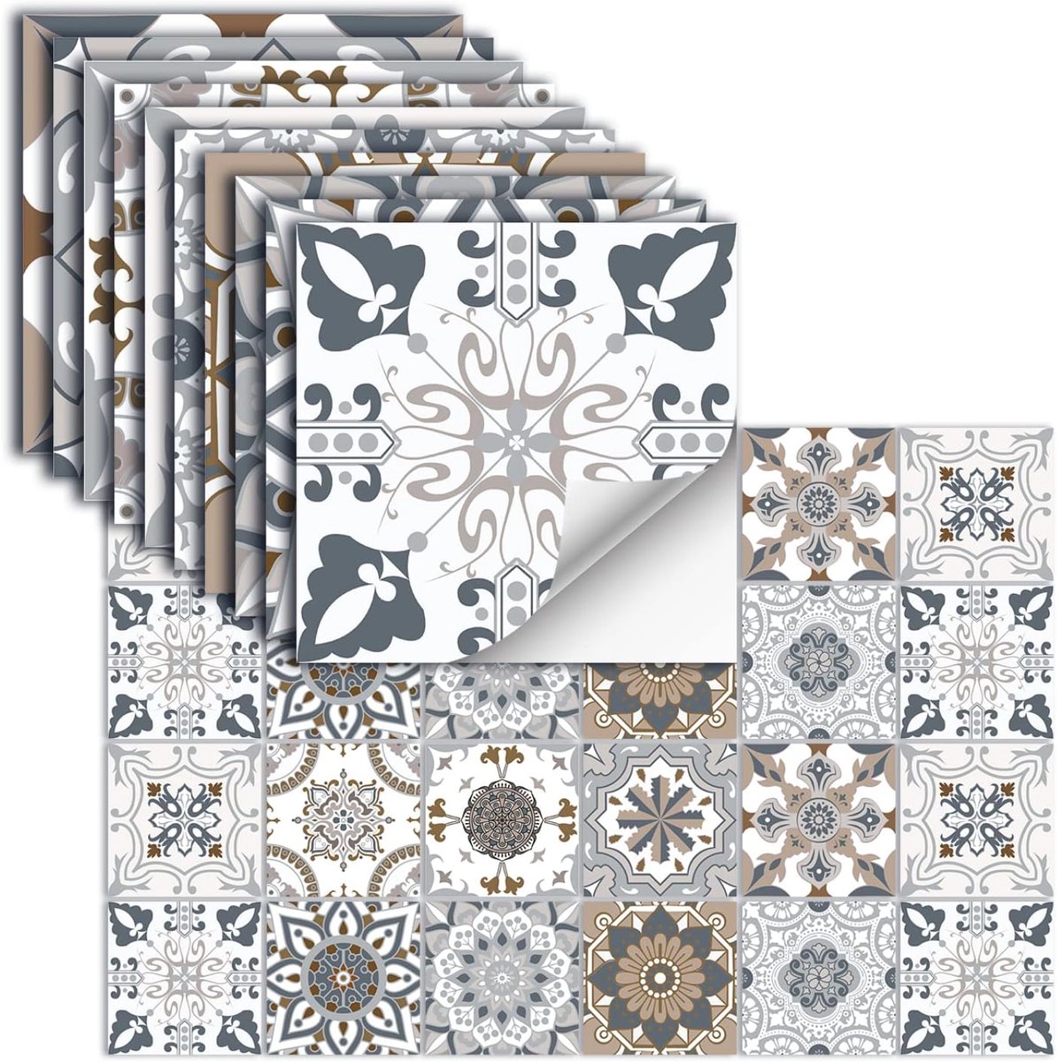 Tegelstickers Zelfklevend Vinyl Waterdichte Muurstickers Voor Keuken Badkamer Tegel Muur Open Haard Kast Decoratie Stickers,HZ-33,15x15cm