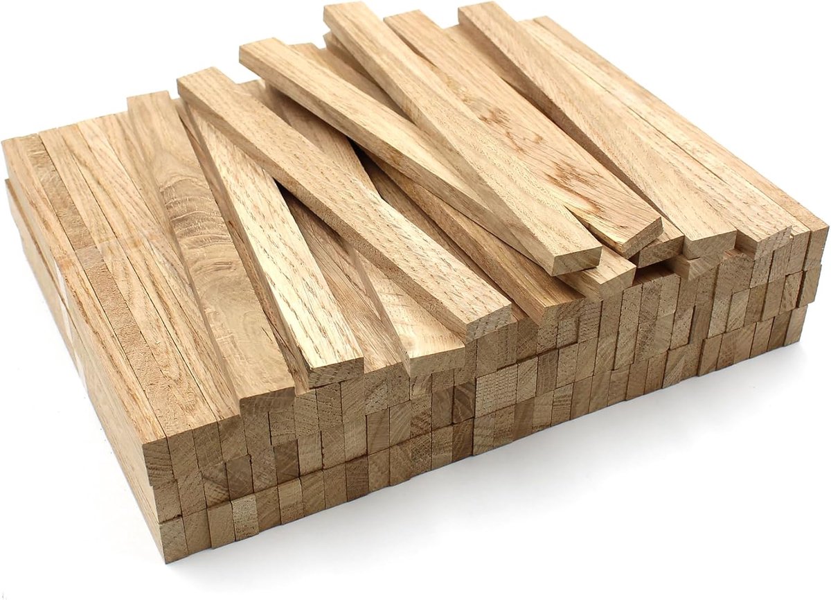 Set van 40 houten staven - 16 x 8 x 250 mm - Eiken - Losse verpakking - Voor knutselen en doe-het-zelf - Eiken 16 x 8 x 250 mm