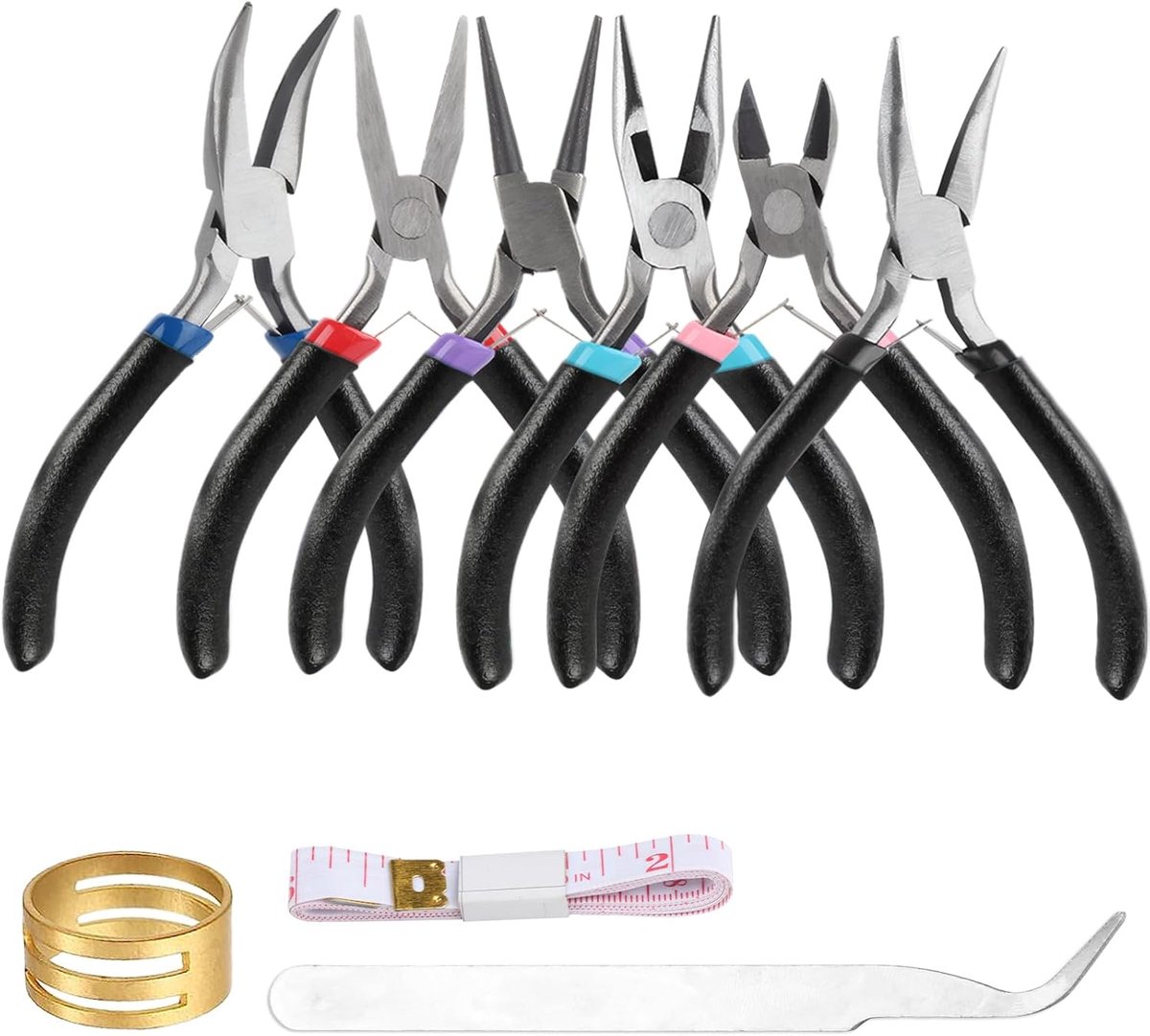 6 stuks sieradentangenset, tangenset, sieraden ronde tang voor het maken van sieraden, kleine punttangenset, platte tangset, draadsnijtang voor sieradenreparatie, modelbouw, knutseltang
