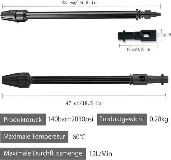 Vuilfrees voor hogedrukreiniger, Kärcher, vuilfrees, rotormondstuk, autoreiniging, verstelbaar mondstuk, 150 bar, sproeilans, verstelbare sproeikop, hogedrukreiniger, accessoires voor Kärcher/Lavor K2 — afbeelding 2