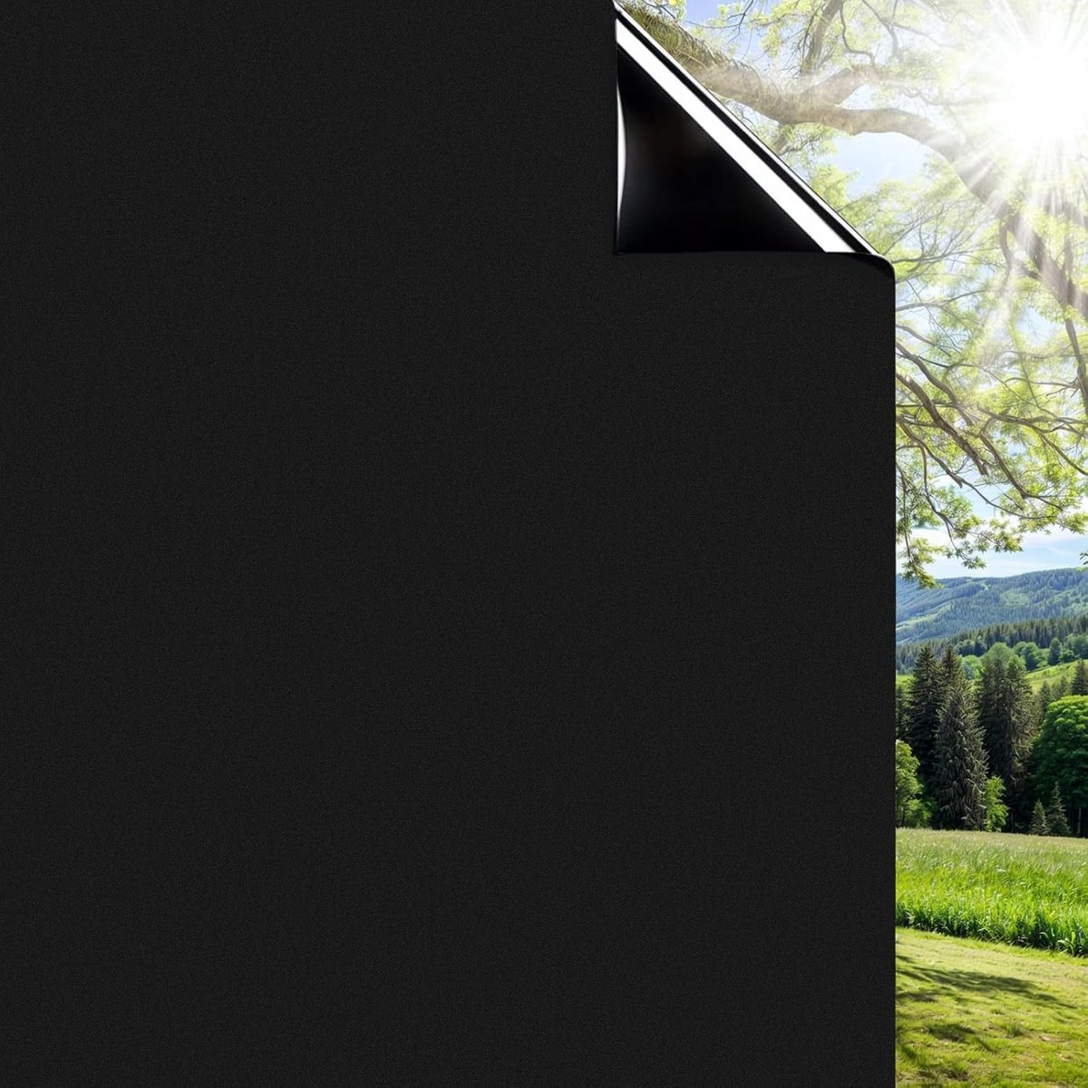 Verduisteringsfolie voor ramen, zwart, mat raamfolie voor privacy, zelfklevend, voor glazen ramen, volledig lichtblokkerend, geen lijm, statisch hechtend, anti-uv, thuiskantoor, 44,3 cm x 200 cm