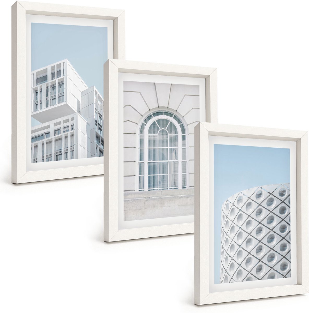 Tulup 3-Delige Schilderij Set - Moderne architectuur: minimalisme en geometrie - 20x30 - Wanddecoratie - Moderne Interieurdecoratie - Muurdecoratie