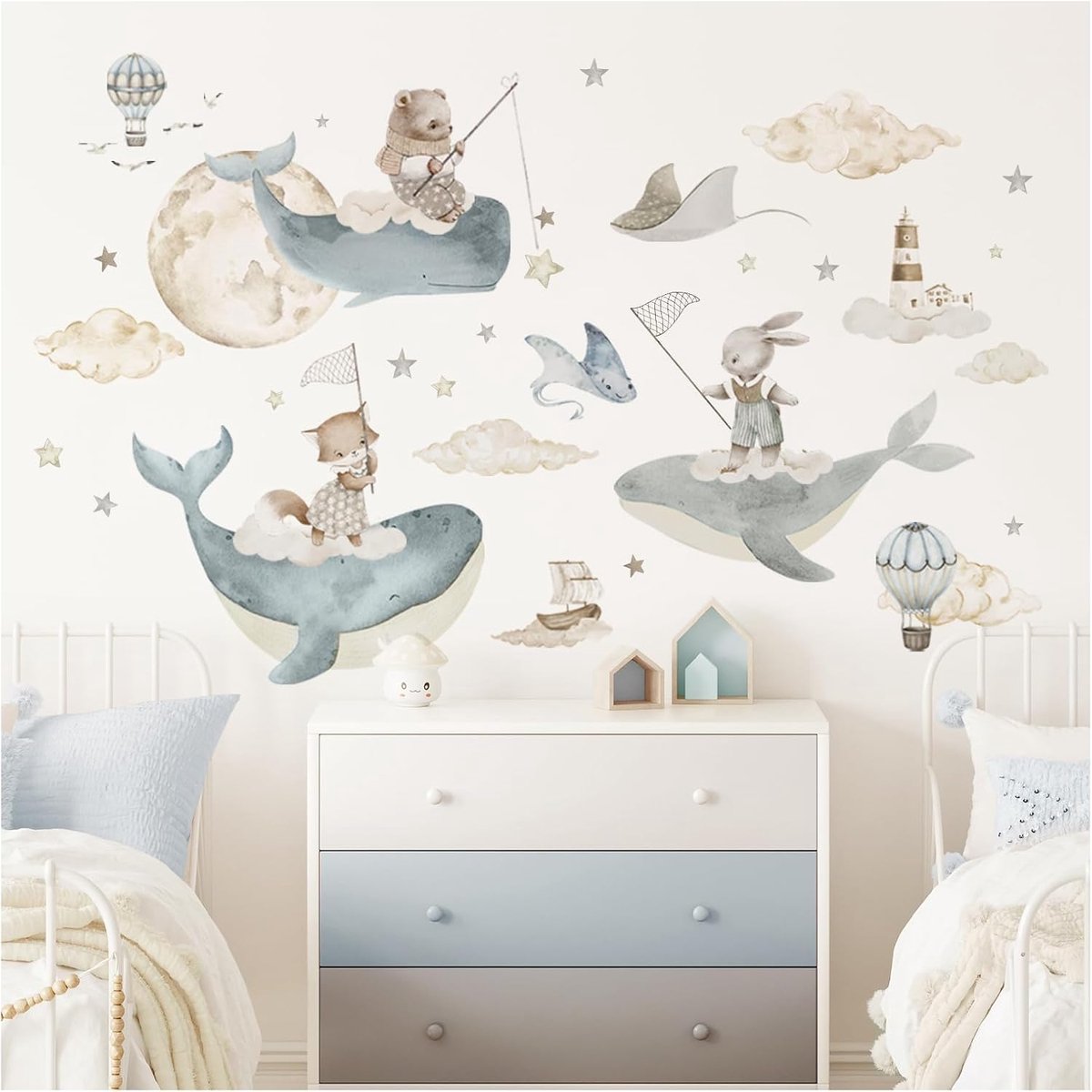 Wall Sticker Underwater World Wall Sticker Ocean Animals Wall Sticker Whale Children's Room Baby Room Wall Decoration - ShopVlot