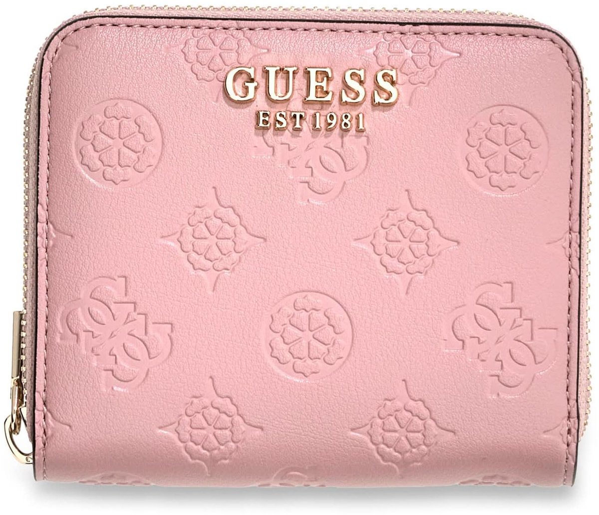 GUESS portemonnee Carmella SLG Small Zip Around Wallet Light Pink Logo roze
