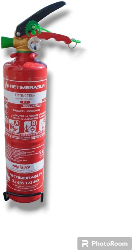 Brandblusser ABC, 1 kg, toegelaten, werkzaamheid 5A - 21B - C, gebruik thuis, auto, motorfiets en caravan, inclusief - ShopVlot