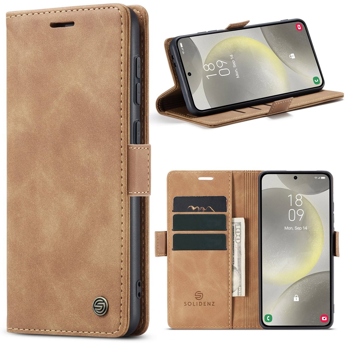 Solidenz hoesje - Geschikt voor Samsung Galaxy S26 FE - Bookcase - Bruin
