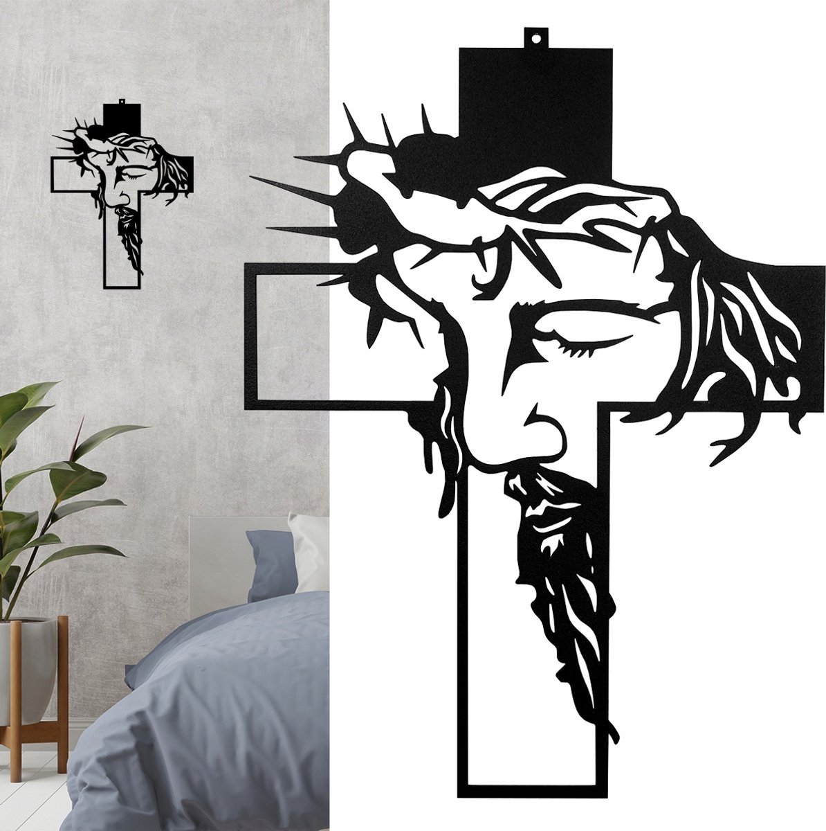 Metalen Kruis Wanddecoratie 50cm Zwart
