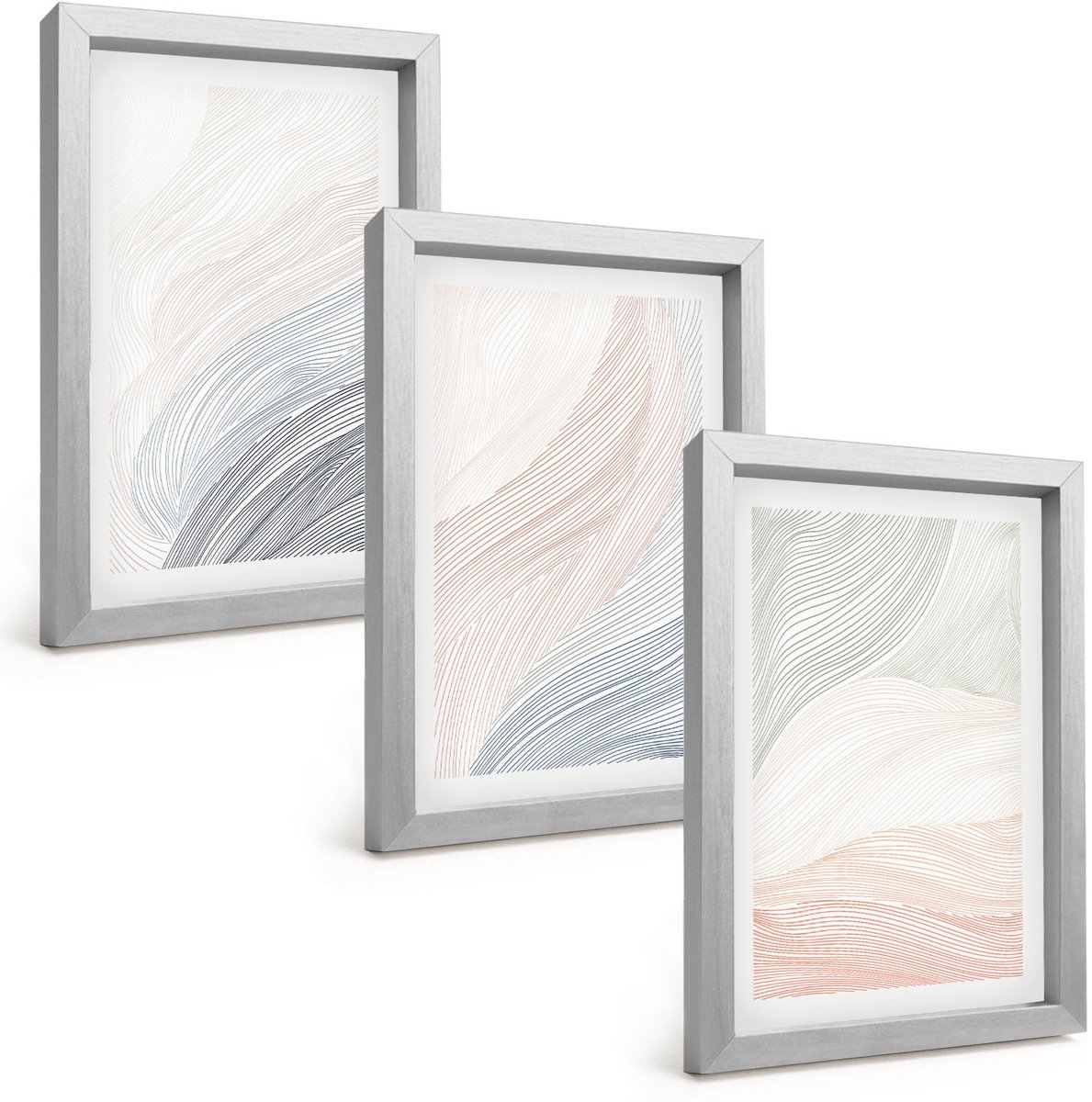 Tulup 4-Delige Schilderij Set - Abstracte golven schilderij op karton met pastelkleuren - 20 x 30 cm - Moderne Wanddecoratie - Slaapkamer - Stijlvolle Muurdecoratie