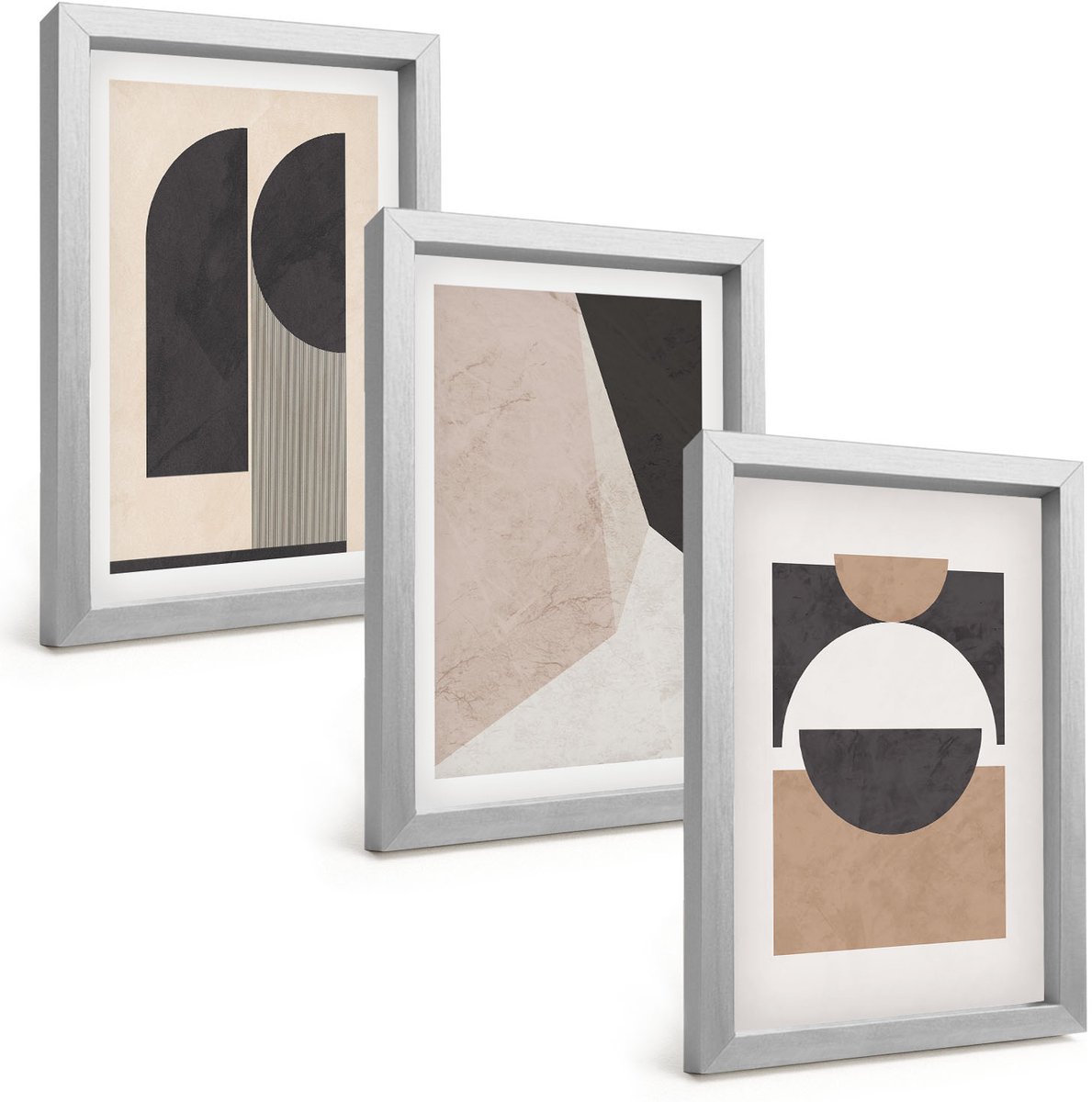 Tulup 4-Delige Schilderij Set - Abstracte vormen in beige en bruine tinten. - 20 x 30 cm - Decoratieve Muurdecoratie - Slaapkamer - Wanddecoratie