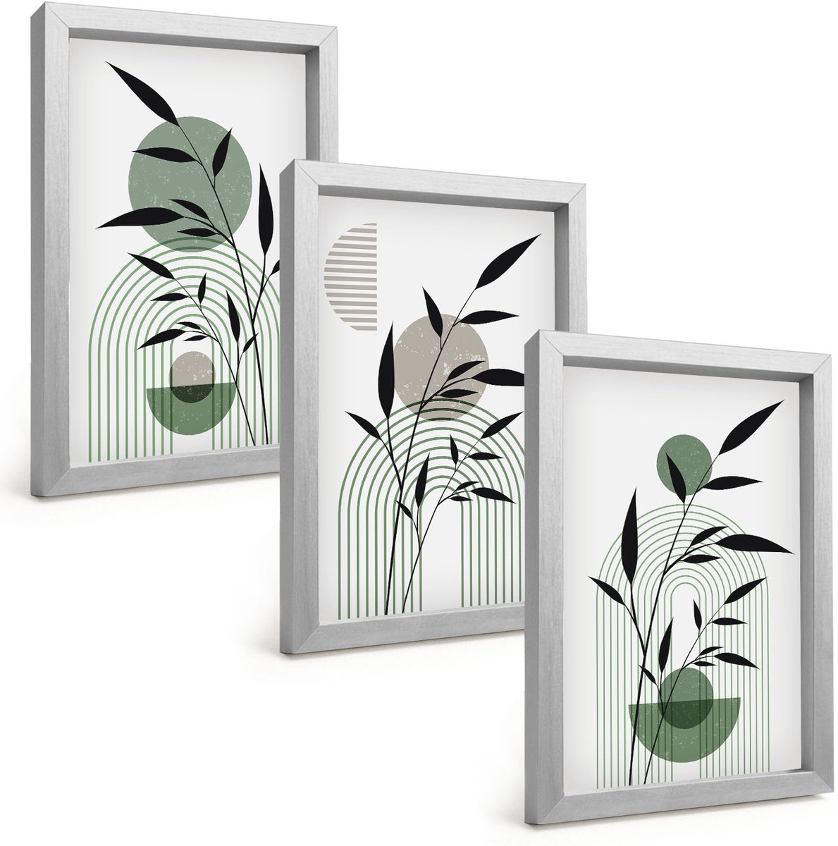 Tulup 4-Delige Schilderij Set - Abstracte plantencomposities in boho-stijl - 20 x 30 cm - Wanddecoratie - Schilderijen Set - Kantoor - Woonkamer Decoratie