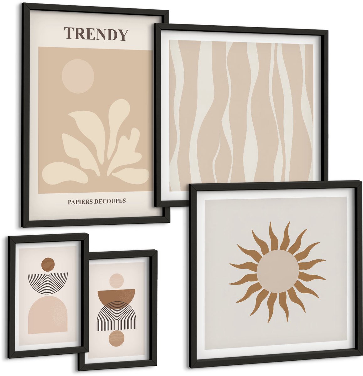 Tulup 4-Delige Schilderij Set - Stijlvolle decoraties in abstracte vormen en figuren. - 50 x 50 cm, 20 x 30 cm en 40 x 60 cm - Wanddecoratie - Woonkamer Decoratie