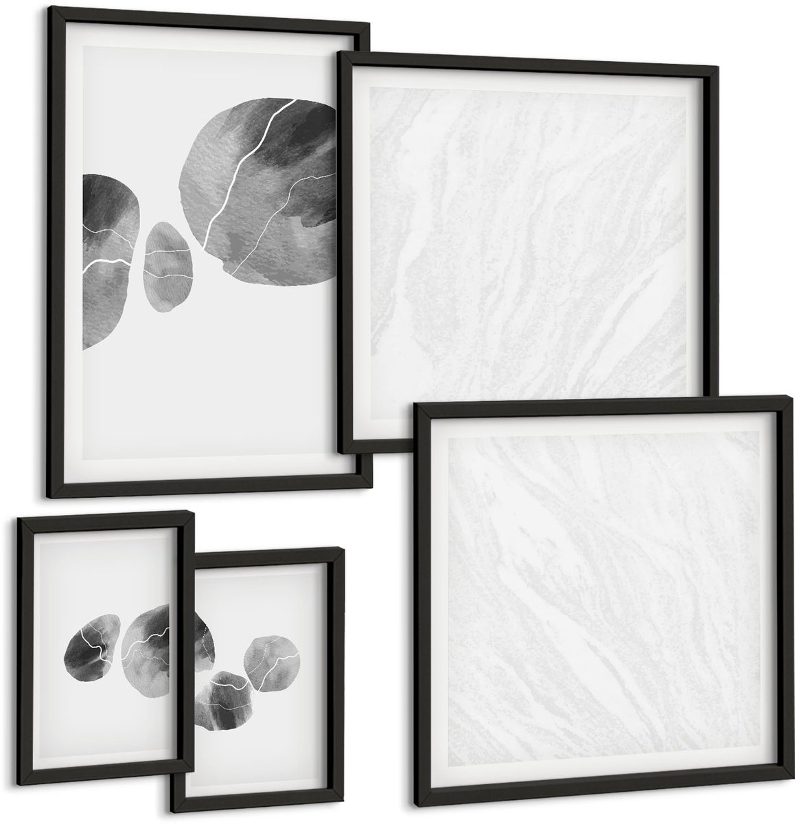 Tulup 4-Delige Schilderij Set - Abstracte minimalistische schilderkunst met verfvlekken - 50 x 50 cm, 20 x 30 cm en 40 x 60 cm - Wanddecoratie - Muurdecoratie - Moderne Interieurdecoratie - Stijlvolle Muurdecoratie