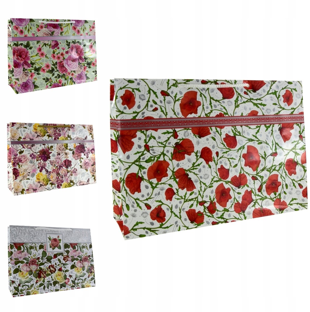 Papieren Cadeauzakjes Rose Mix 10 stuks - 30x10x24cm