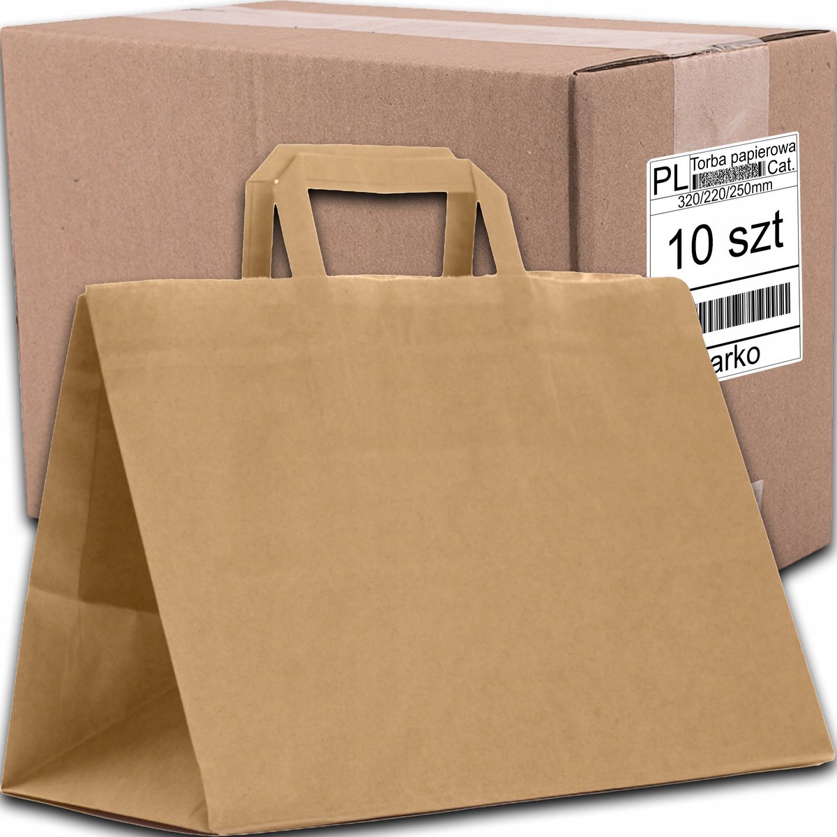 Bruine papierbakjes Eco Kraft 32x22x25cm - 10 stuks