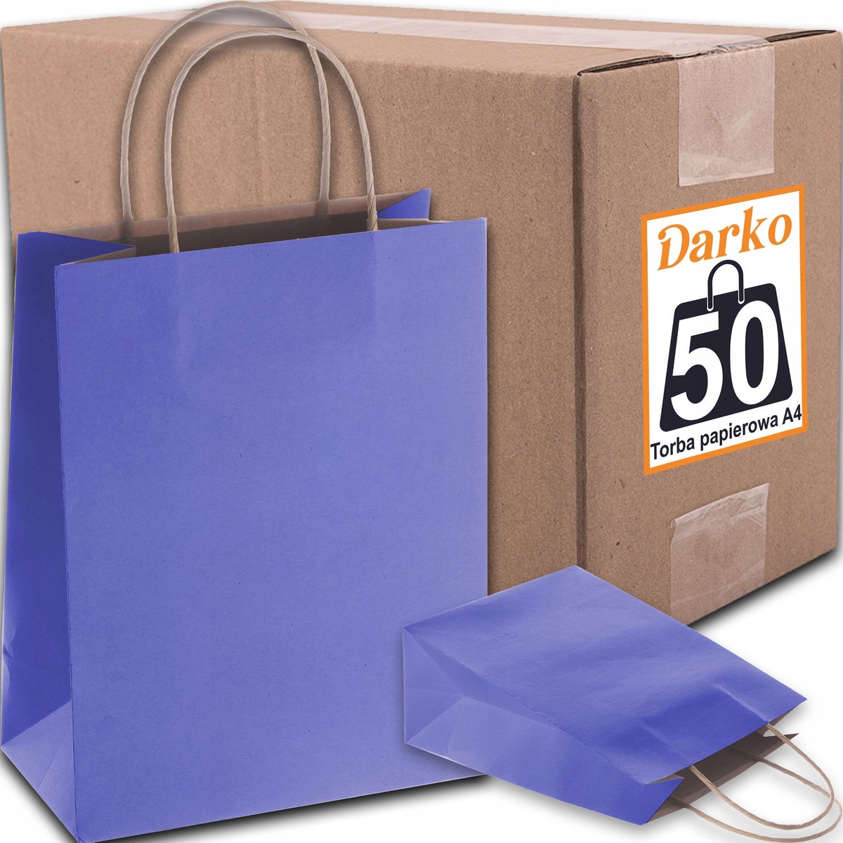 Papieren Cadeautas Donkerblauw A4 24x10x32cm - 50 stuks